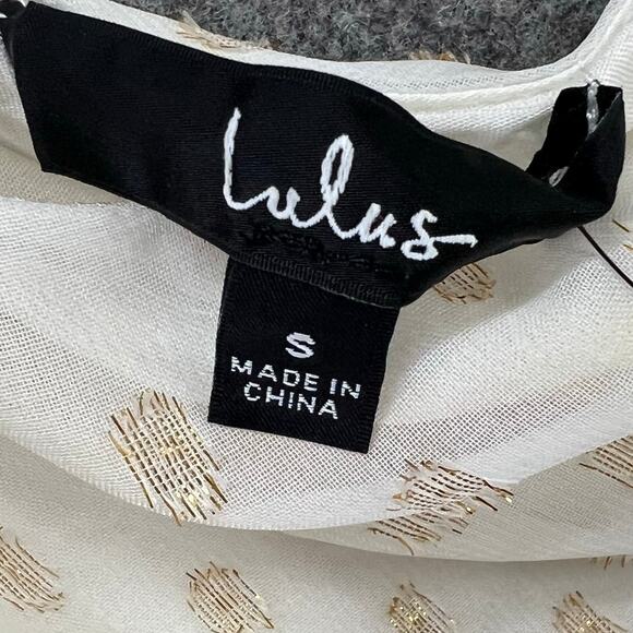 Lulus Shining Sight Midi Dress S White Metallic Gold Dotted One Shoulder Fairy - Picture 13 of 16